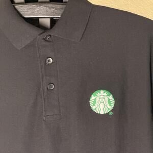 Official Starbucks Coffee Employee Polo Shirt Black Men L